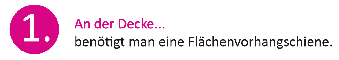 Flächenvorhang an der Decke befestigen